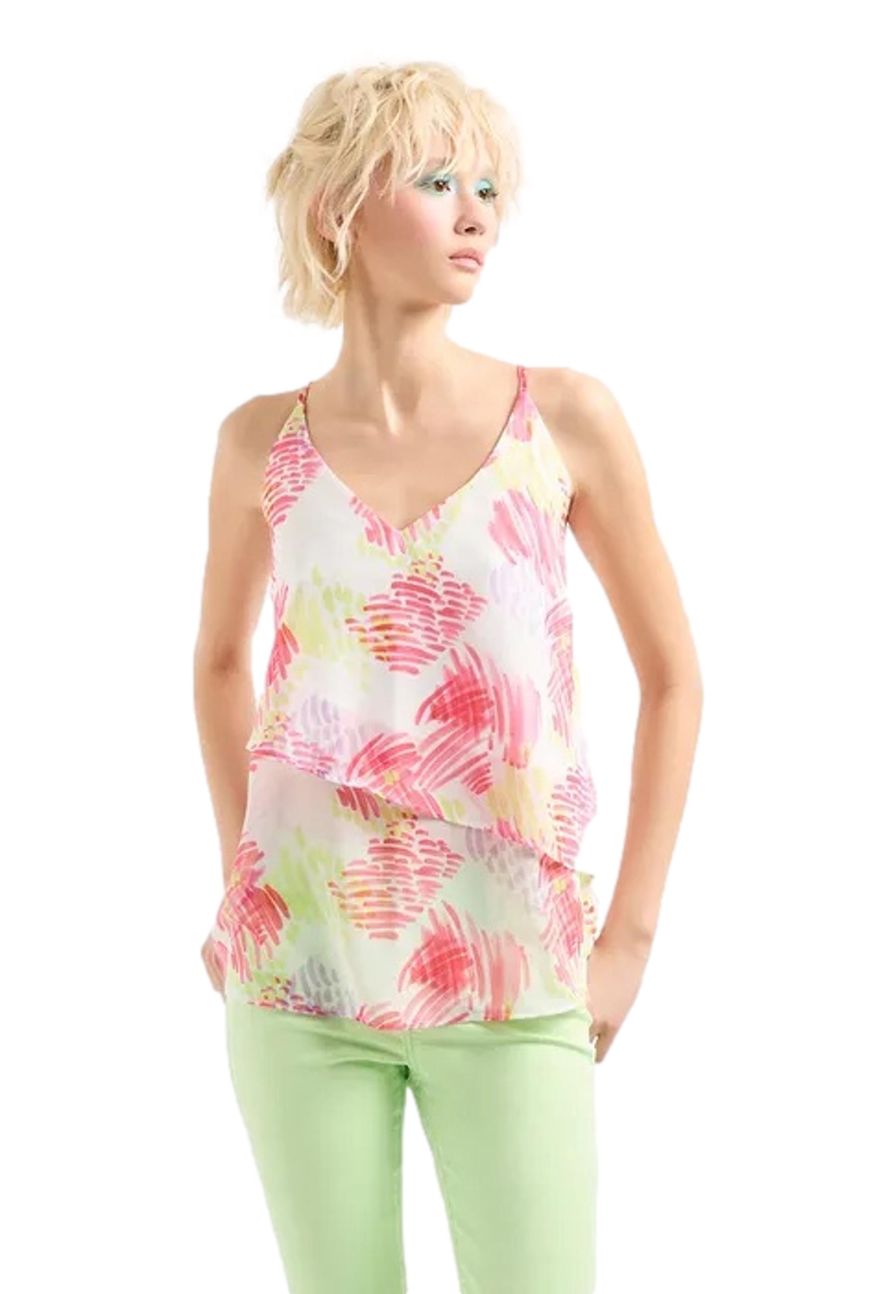 Ruffled top in ASV floral fabric - ARMANI EXCHANGE - Finizio